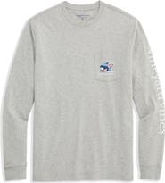 vineyard vines Downhill Ski Whale Long Sleeve Pocket Graphic T-Shirt