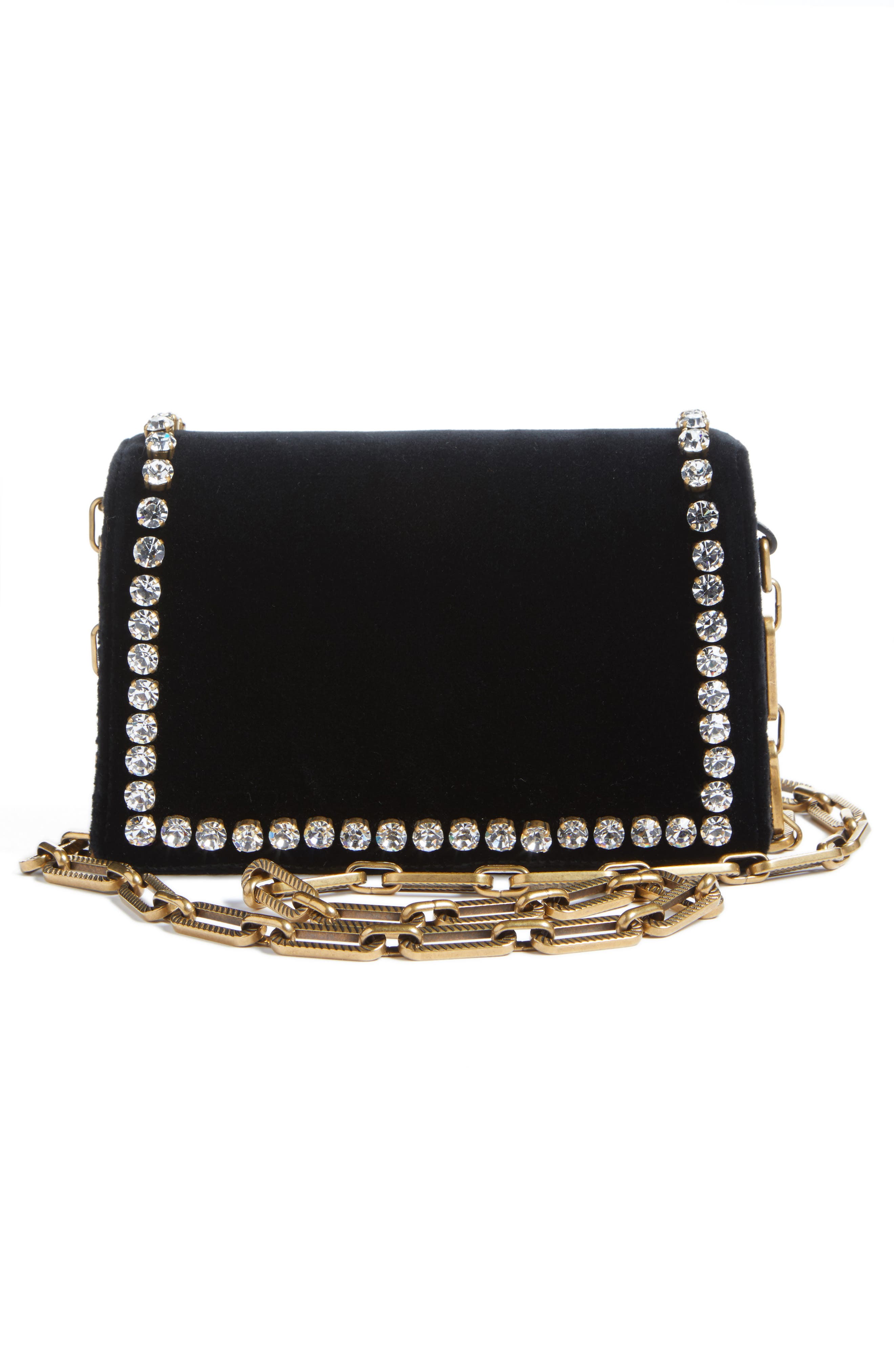 Gucci Broadway Bee Velvet Shoulder Bag, Alternate, color, 