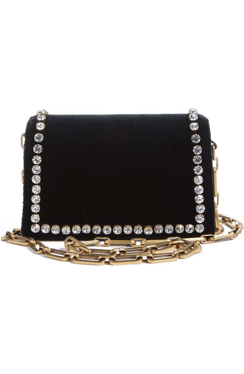 Gucci Broadway Bee Velvet Shoulder Bag, Alternate, color,
