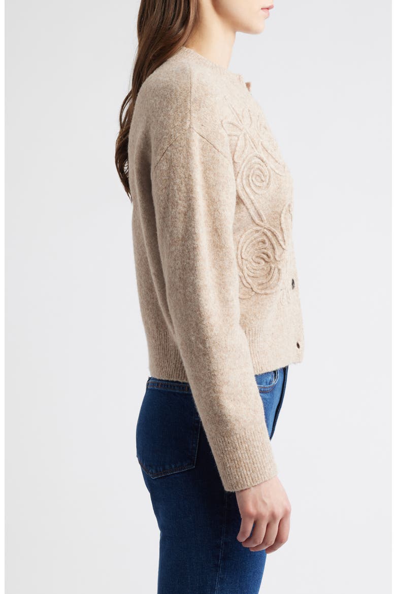 Coralle Soutache Trim Cardigan, Alternate, color, SAND
