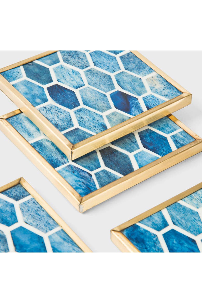 Gramercy Bone Inlay Tray & Coasters Gift Box Set, Alternate, color, Natural Bone