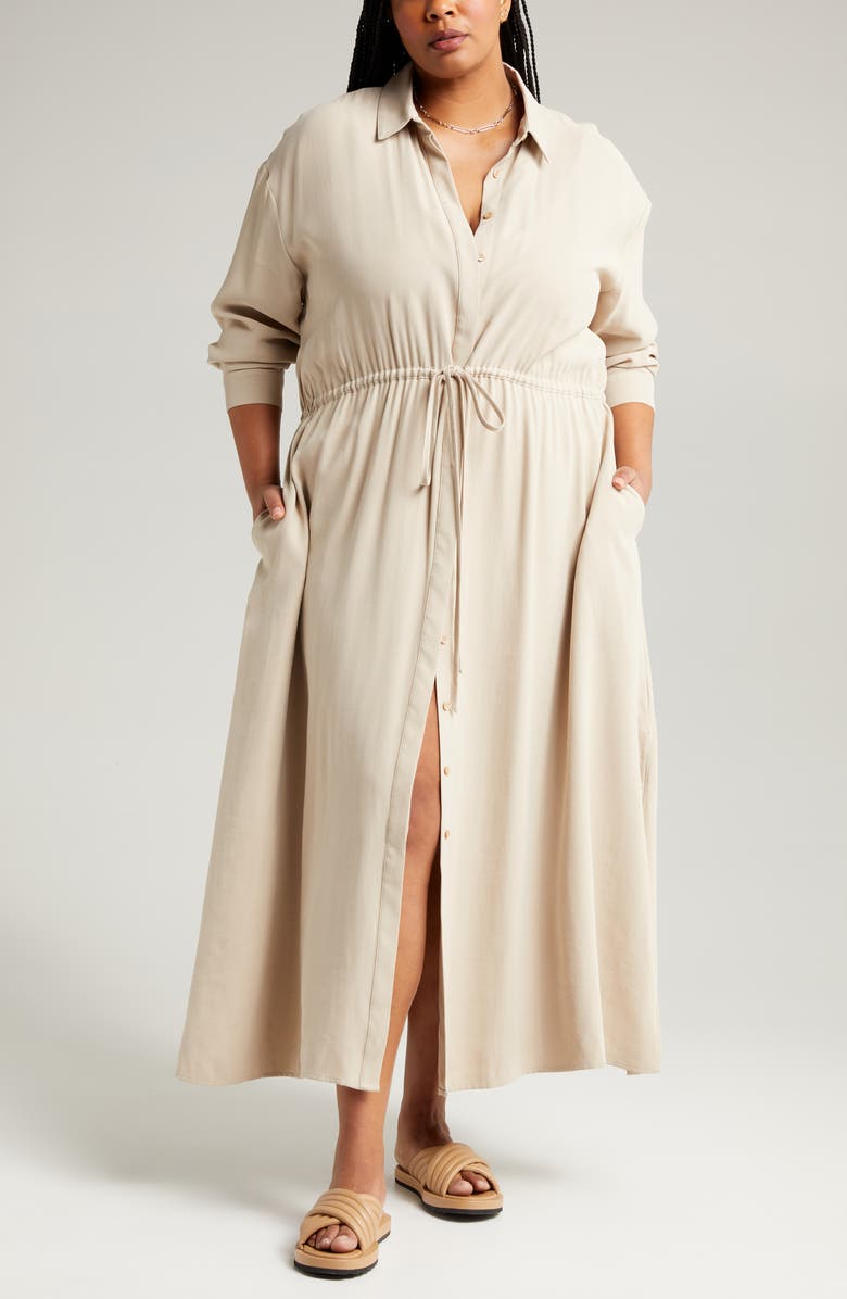 Nordstrom Tie Waist Long Sleeve Shirtdress, Alternate, color,