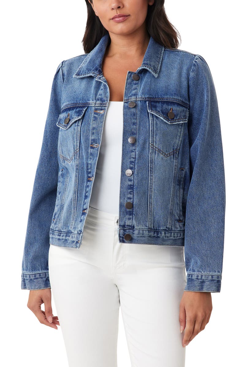 Kensie Puff Sleeve Crop Denim Jacket, Alternate, color, Melbourne