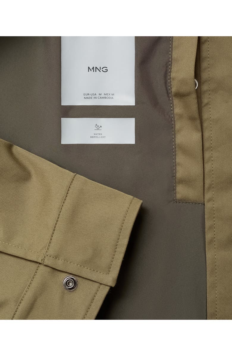 MANGO Water Repellent Hooded Parka, Alternate, color, Khaki