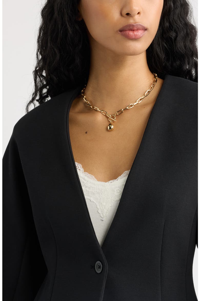 Muse Ponte Collarless Blazer, Alternate, color, BLACK