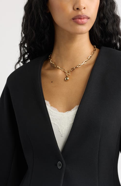 Open Edit Muse Ponte Collarless Blazer In Black