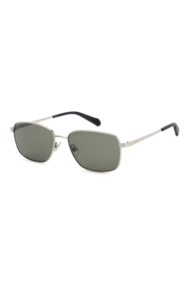 58mm Rectangular Sunglasses, Alternate, color, RUTHENIUM/ BROWN