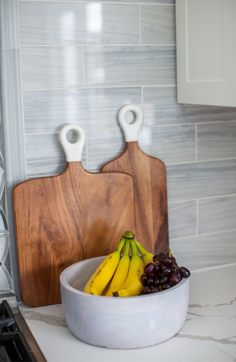 Jeanne Fitz Wood + White Collection Acacia Wood Square Charcuterie Board, Medium, Alternate, color, White, Brown