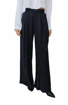 Inverted Pleat Pull-On Wide Leg Pants
