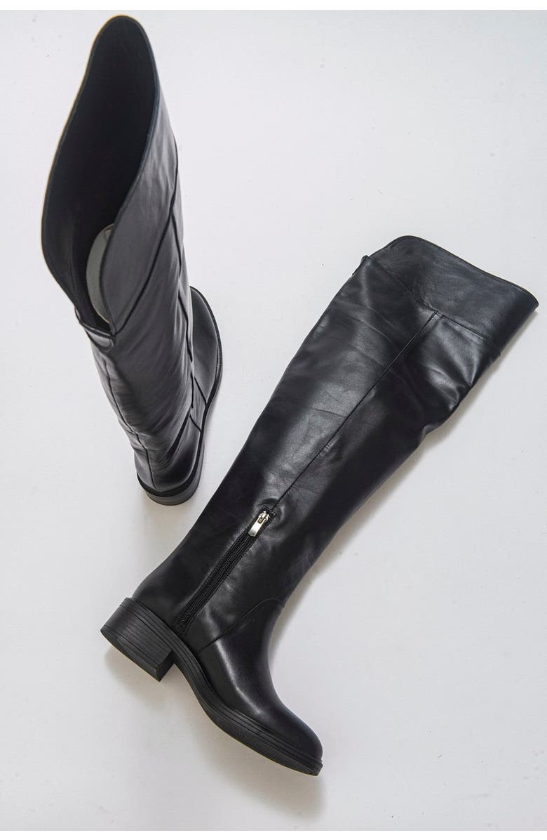 Forever & Always Shoes Petya Leather Over the Knee Boot, Alternate, color, Black Leather