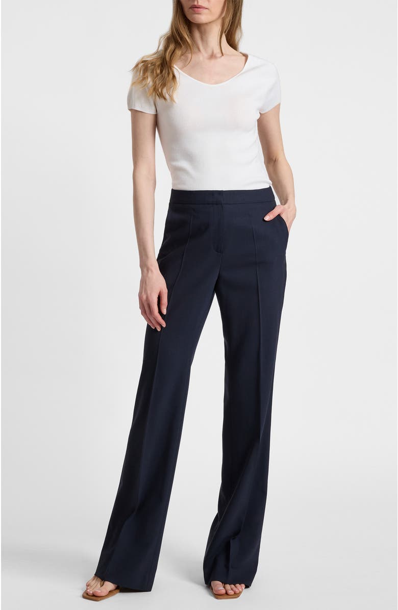 Santorelli Bethany Flared Pant in Virgin Wool Stretch, Alternate, color, Midnight