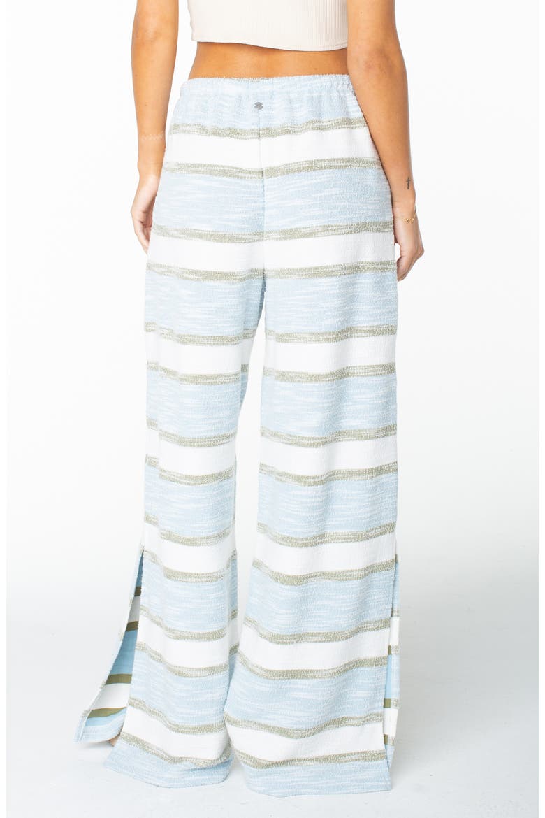 Beach Breeze Stripe Cotton Blend Split Hem Drawstring Pants, Alternate, color, CERULEAN