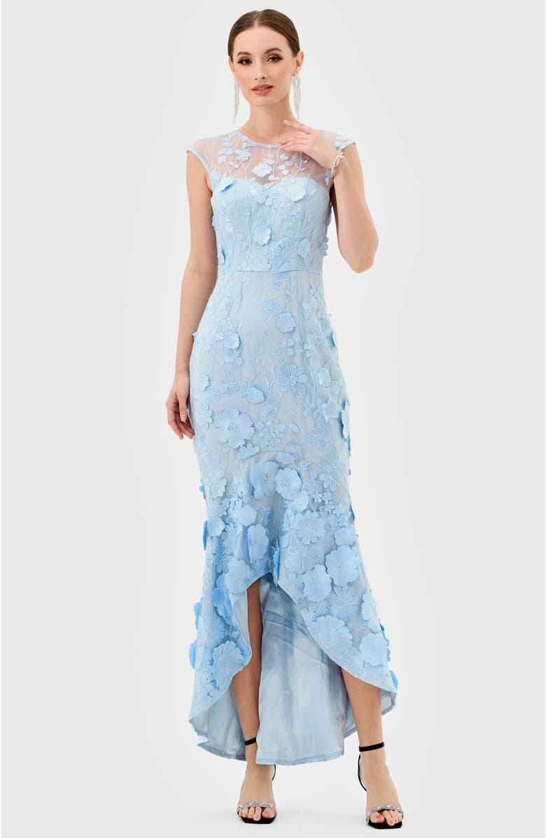 Bariano Freyja Cap Sleeve Hi Lo Midi, Alternate, color, Blue