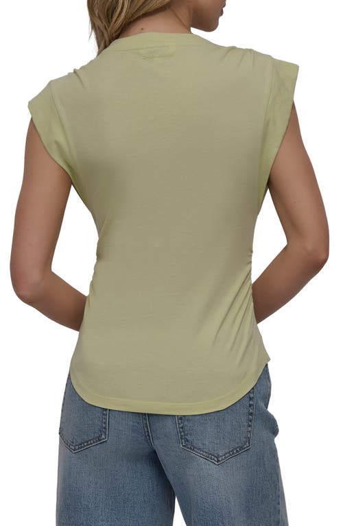 Dkny Jeans V-neck Ruched Shoulder Top In Green