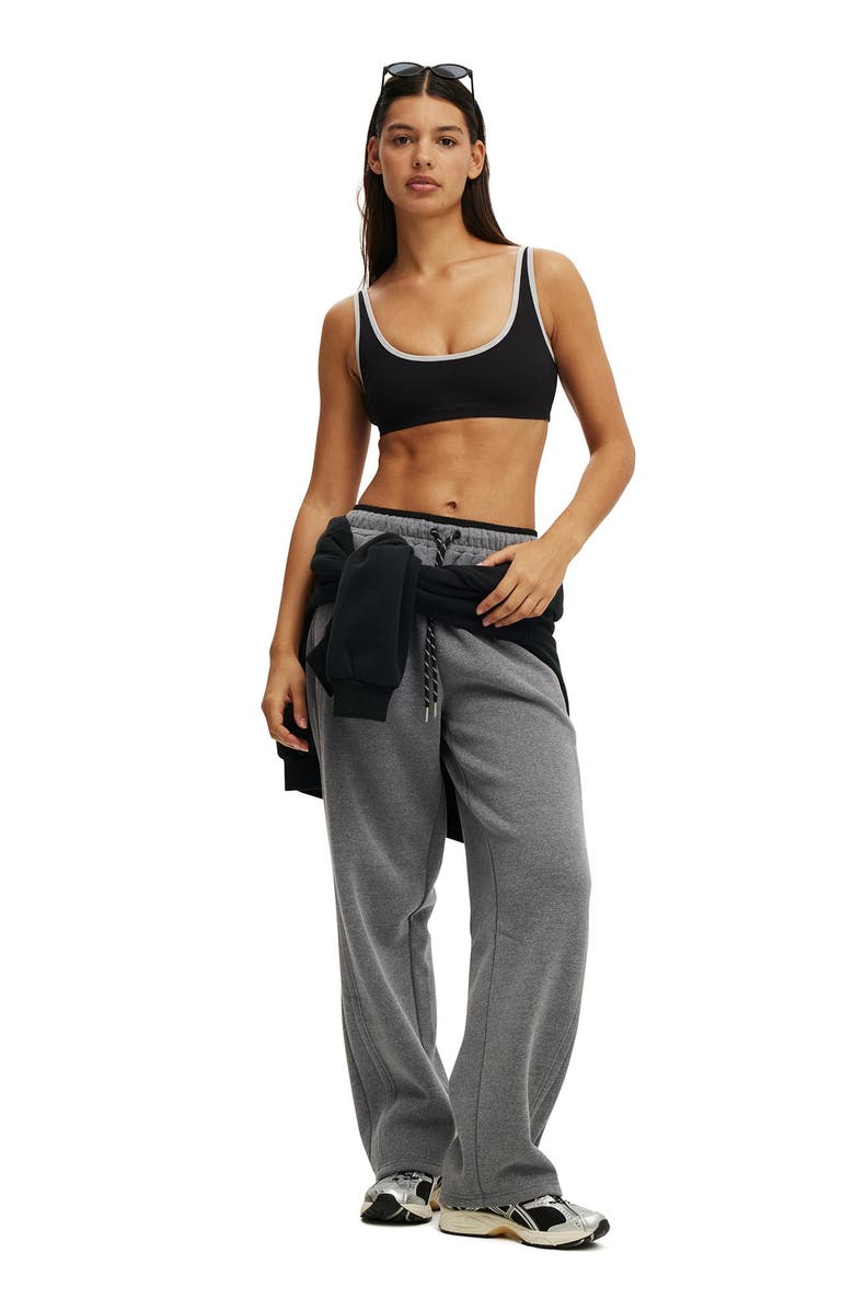 COTTON ON BODY Women's Active Ultra Soft Low Back Crop, Alternate, color, Black Grey Marle