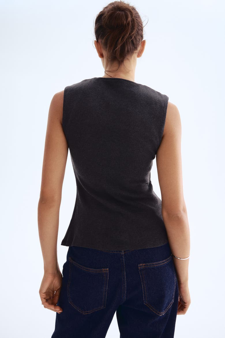 Twist-detail Vest Top, Alternate, color, Dark gray melange