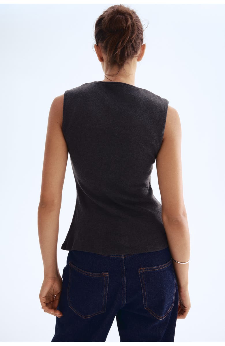 H&M Twist-detail Vest Top, Alternate, color, Dark Gray Melange