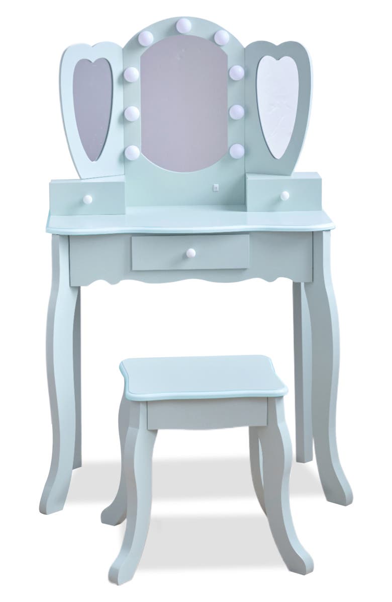 Teamson Kids Fantasy Fields Little Princess Vanity Play Set with LED Mirror, Main, color, Blue