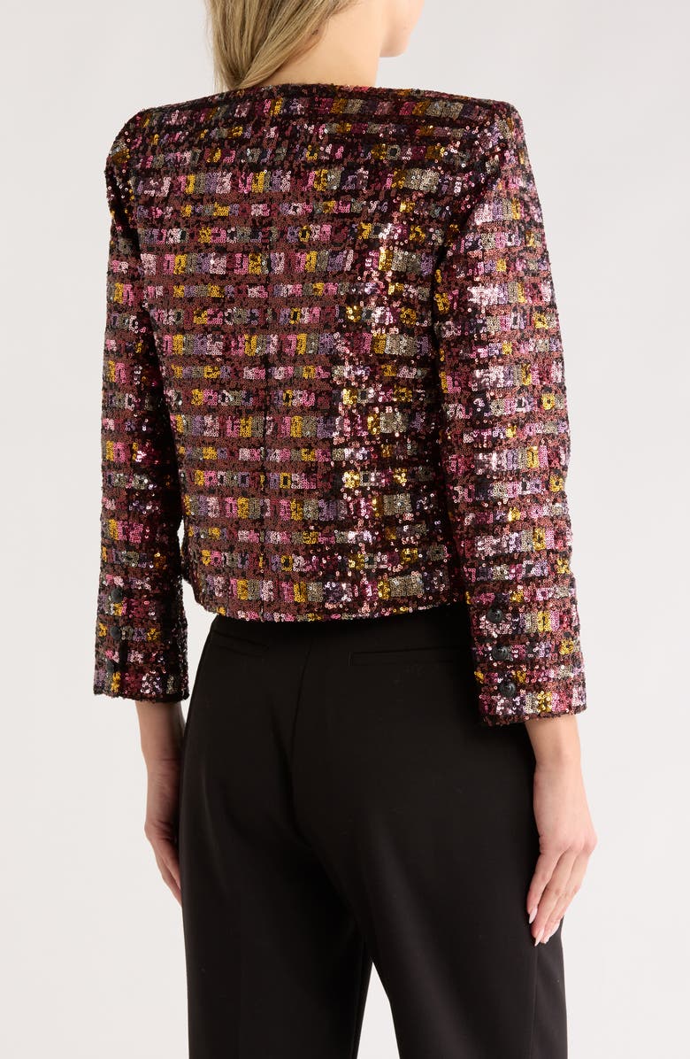 L'AGENCE Caprina Three-Quarter Sleeve Jacket, Alternate, color, Wisteria/Desert Cly Sequin Stp