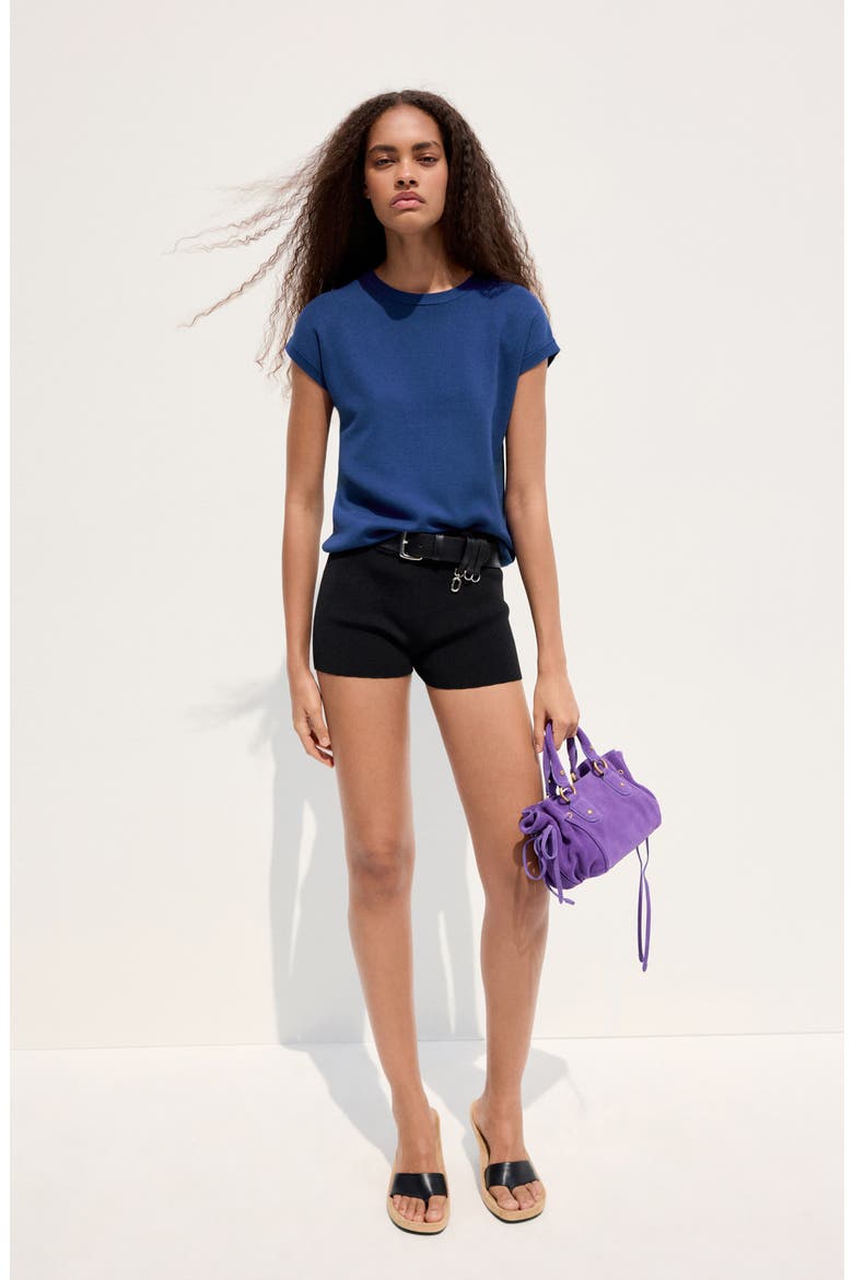 Short Sleeve Cotton Blend Sweater, Alternate, color, VIBRANT BLUE