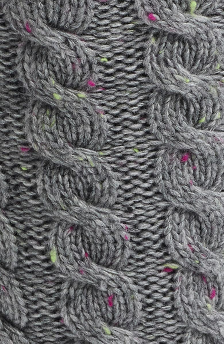 UGG<sup>®</sup> Elowyn Fleece Lined Cable Gripper Crew Socks, Alternate, color, Charcoal Heather Confetti