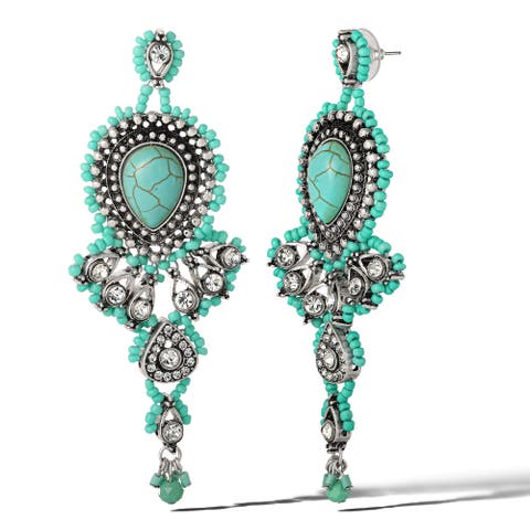 Turquiose Bead Statement Earrings