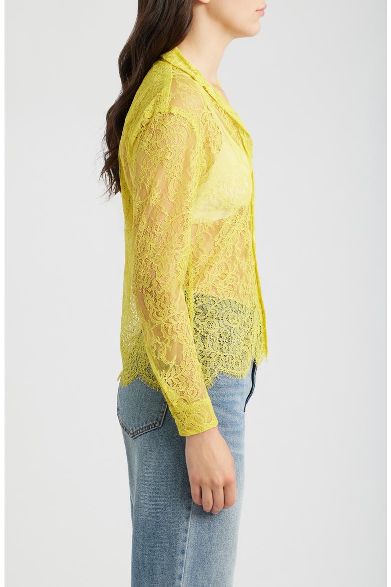 Slim Fit Lace Button-Up Shirt, Alternate, color, YELLOW RASCHEL LACE