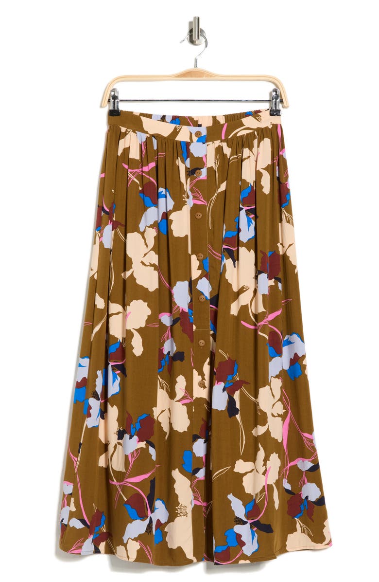 DR2 by Daniel Rainn Button Front Skirt, Alternate, color, Brown Multi