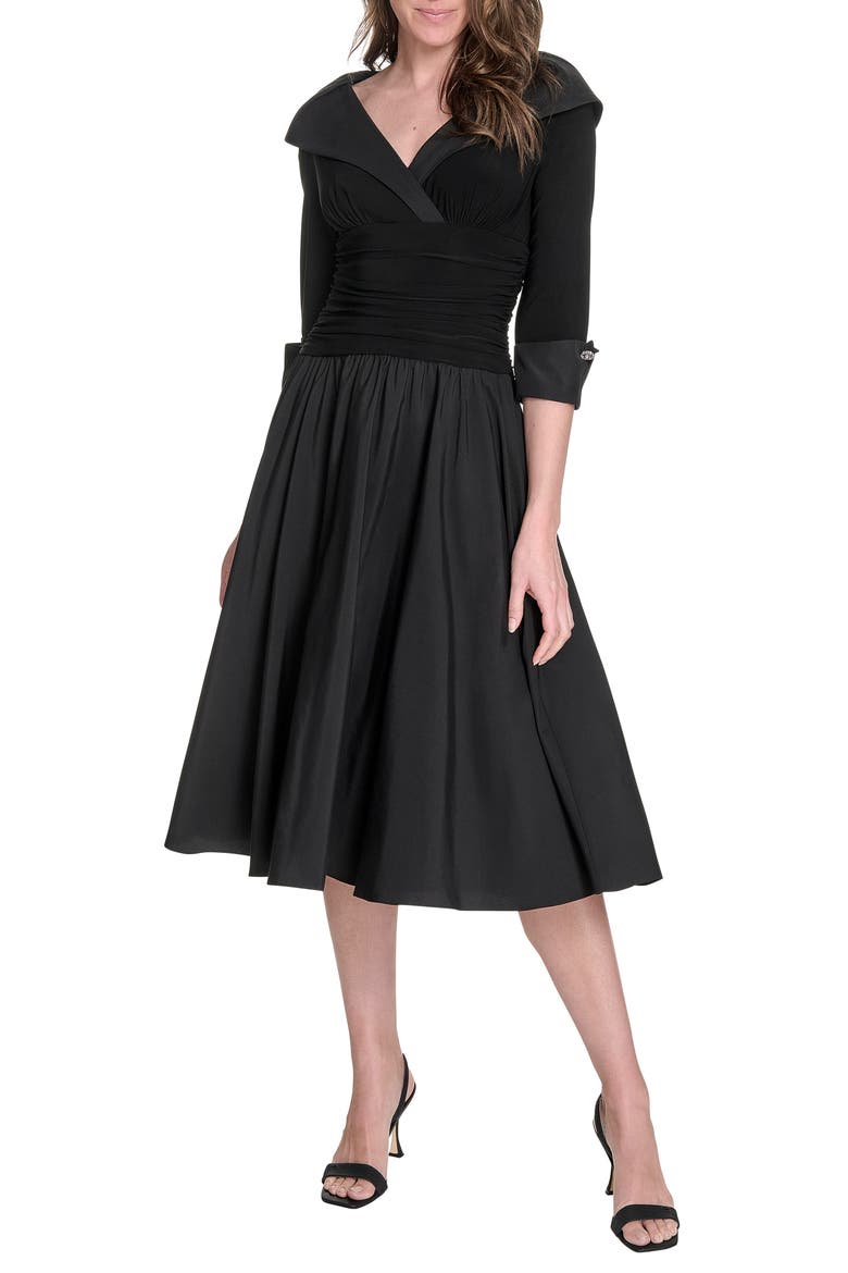 Rhinestone Cuff Fit & Flare Cocktail Dress, Main, color, BLACK