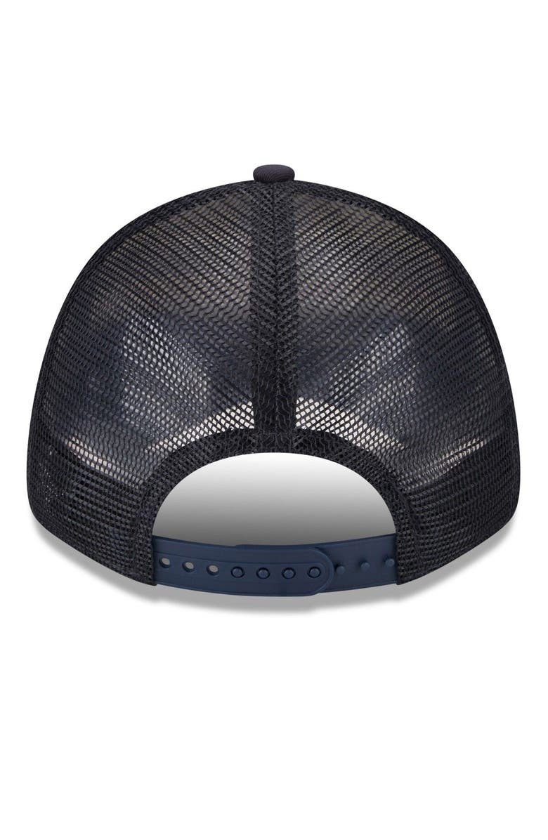 New Era Men's New Era White/Navy Boston Red Sox Team Stripe Trucker 9FORTY Snapback Hat, Alternate, color, White