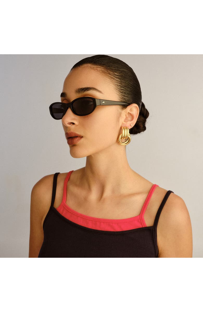 Le Specs Don't Cha 56mm Oval Sunglasses, Alternate, color, Black