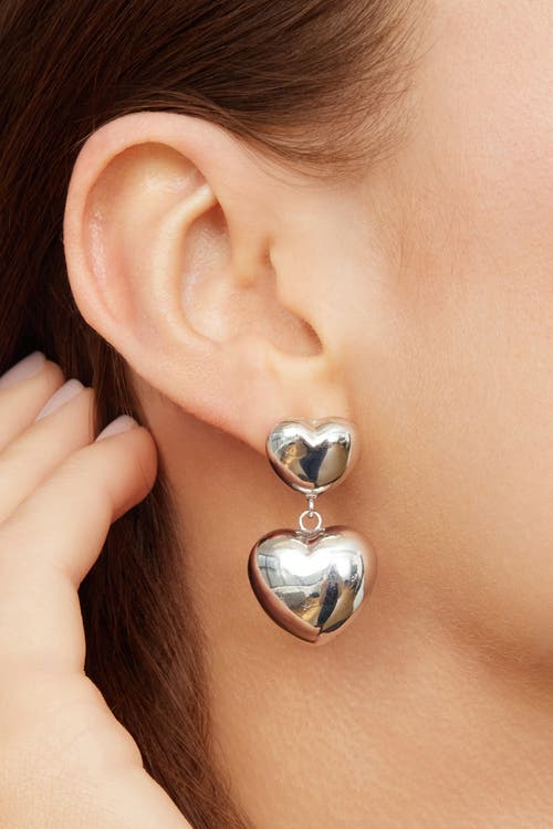 Oradina Sterling Silver Lover Statement Drop Earrings In Silver
