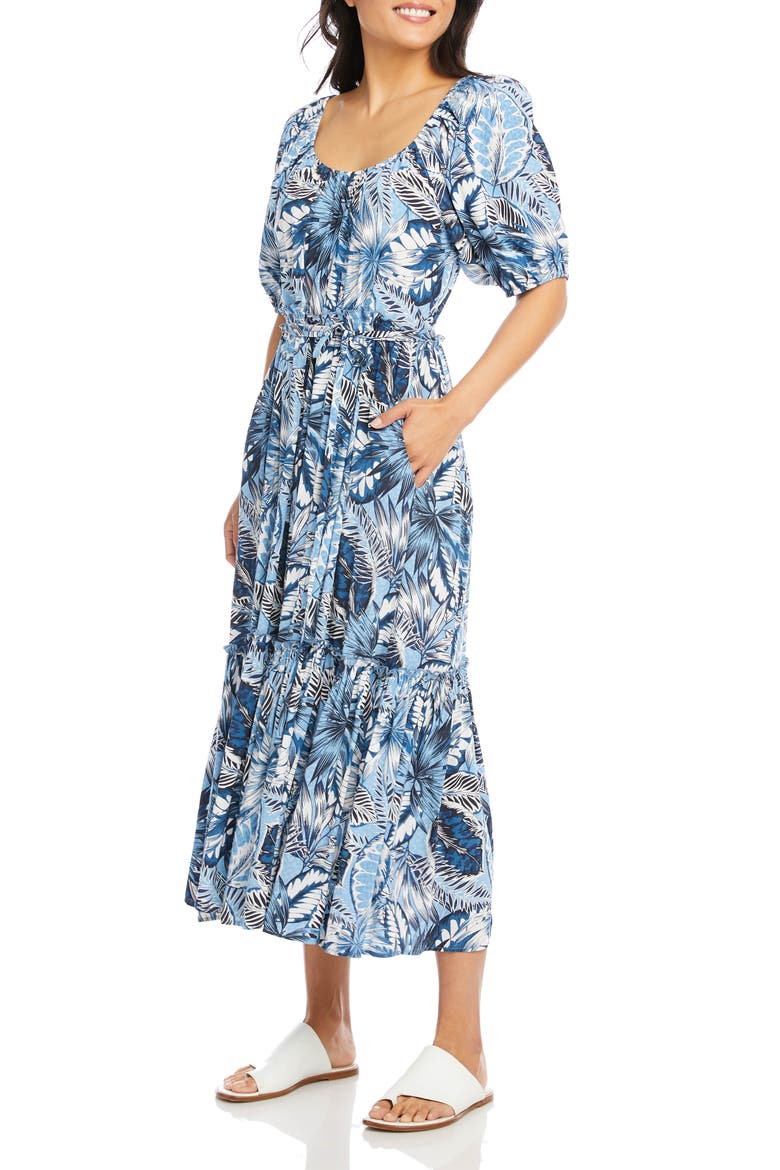 Puff Sleeve Midi Dress, Alternate, color, PRINT