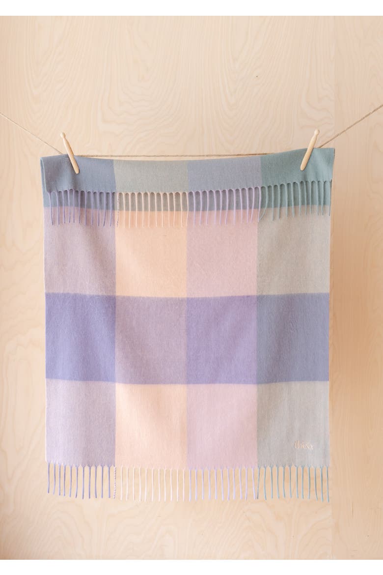 Lambswool Geometric Baby Blanket, Alternate, color, Lilac Block Check