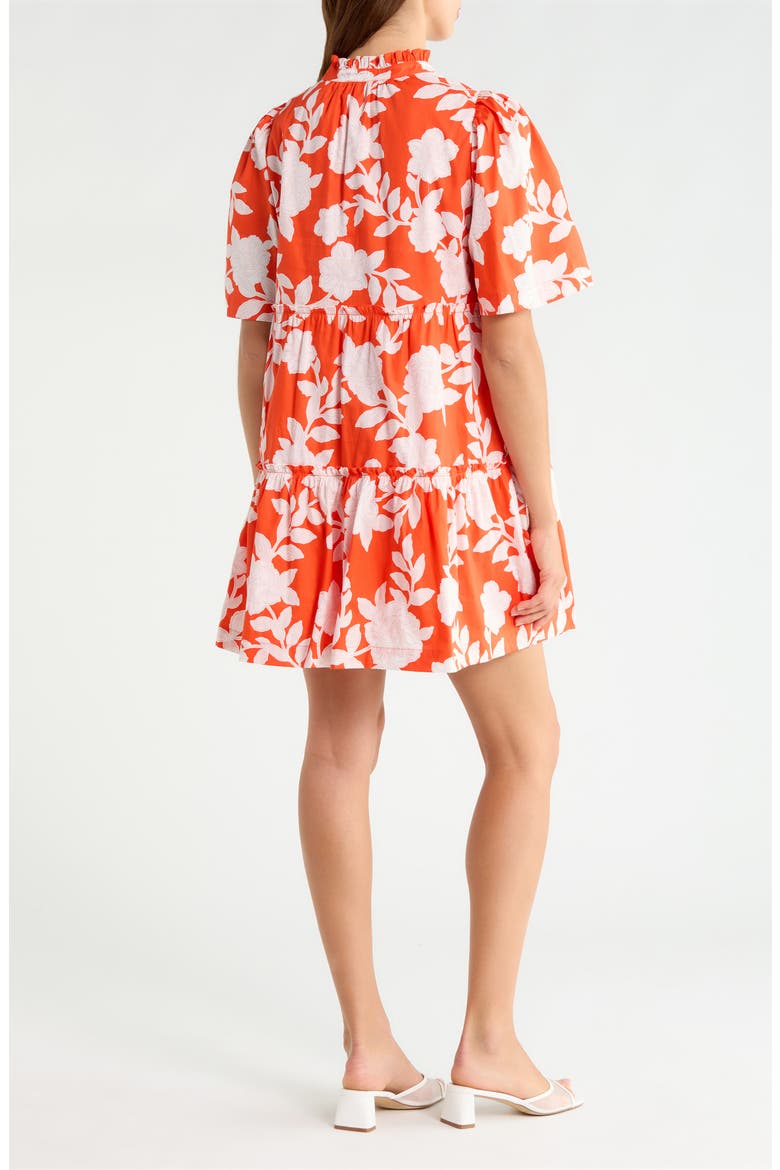 Floral Dixie Tiered Cotton Dress, Alternate, color, TOMATO-MULTI