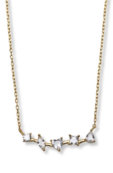 Mixed Cubic Zirconia Frontal Bar Pendant Necklace