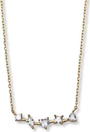 Argento Vivo Sterling Silver Mixed Cubic Zirconia Frontal Bar Pendant Necklace