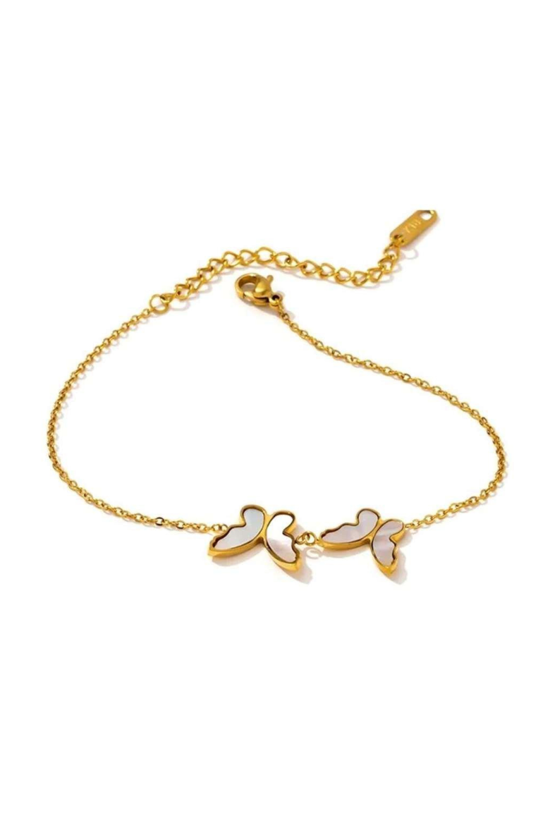 Butterfly Bracelet in Gold with Sea Shell Inlay Bracelet, Main, color, Gold