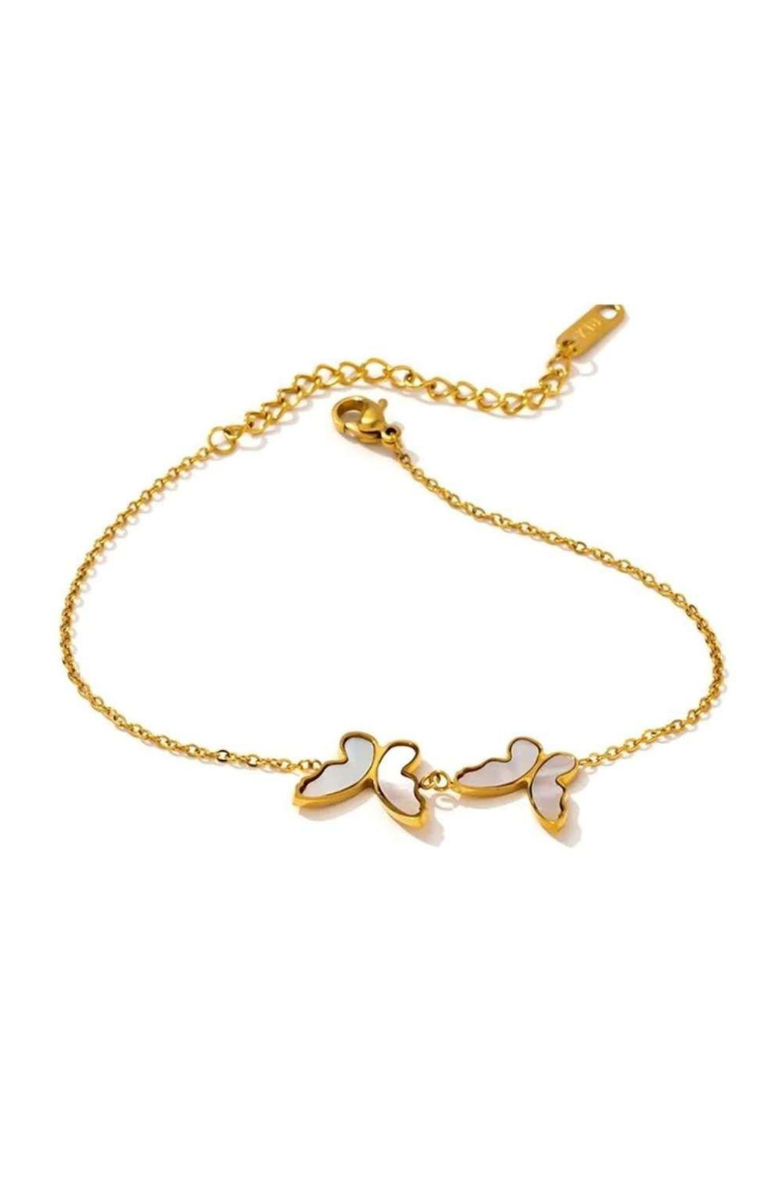 Hollywood Sensation Butterfly Bracelet in Gold with Sea Shell Inlay Bracelet, Main, color, Gold