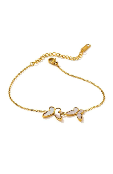 Butterfly Bracelet in Gold with Sea Shell Inlay Bracelet