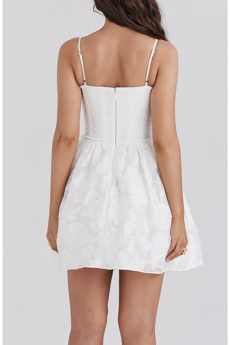 Nerissa Corset Bodice Cotton Blend Fit & Flare Minidress, Alternate, color, WHITE