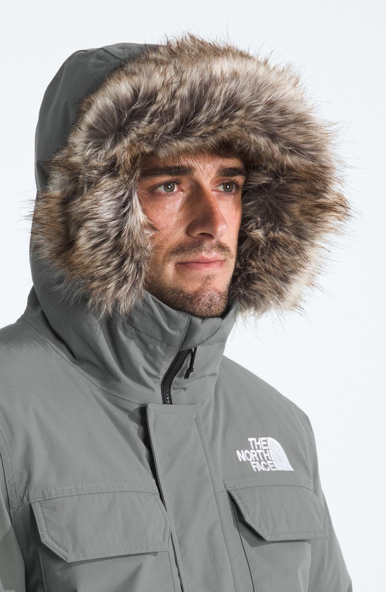 The North Face McMurdo Water Repellent 600 Fill Power Down Jacket with Removable Faux Fur Trim, Alternate, color, Smoked Pearl