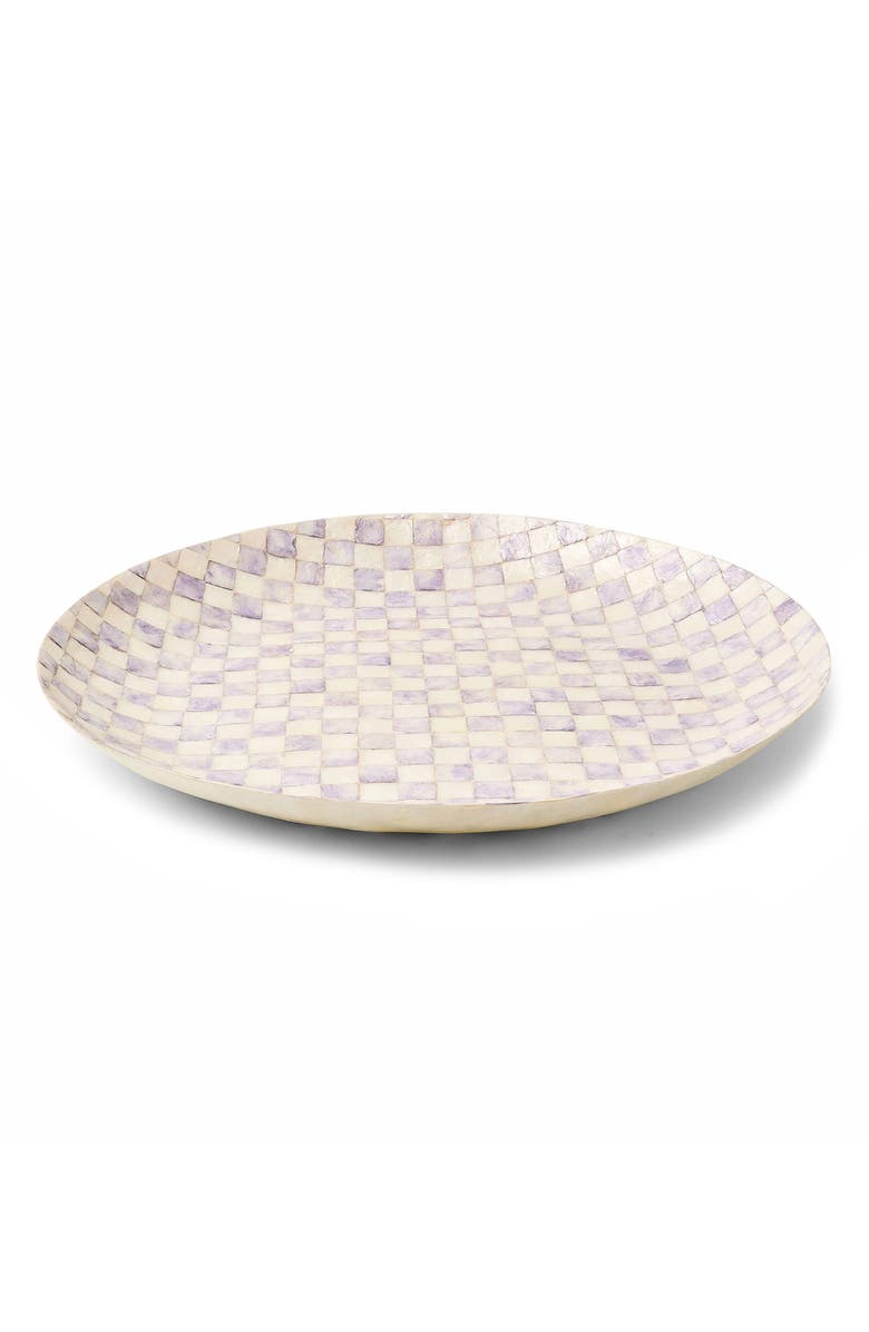 MACKENZIE CHILDS Violet Check Capiz Decorative Bowl, Main, color, Violet
