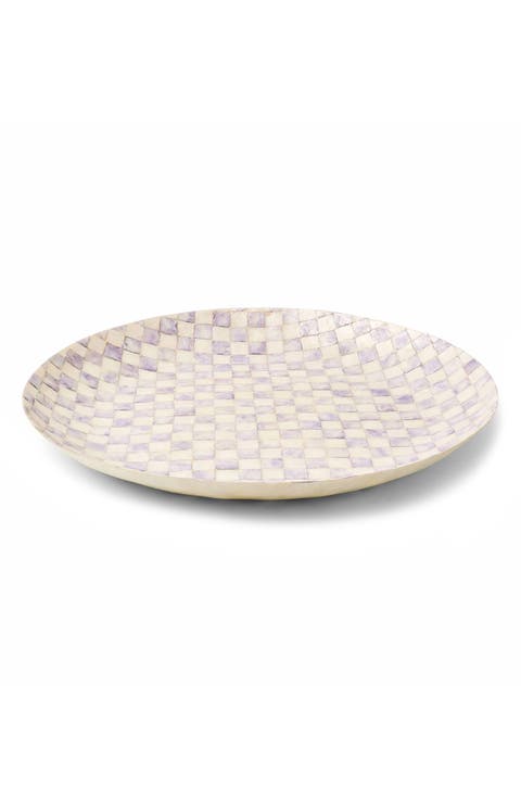 Violet Check Capiz Decorative Bowl