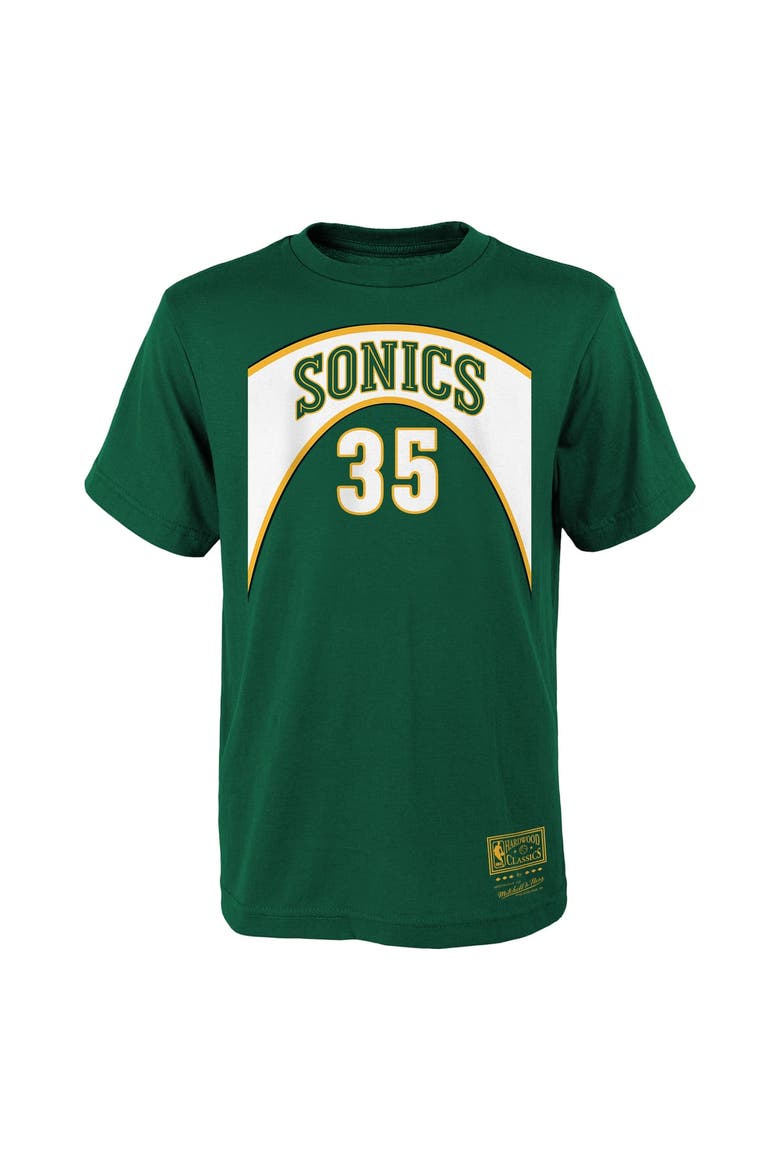 Youth Mitchell & Ness Kevin Durant Green Seattle SuperSonics Hardwood Classics Name & Number T-Shirt, Alternate, color, Green
