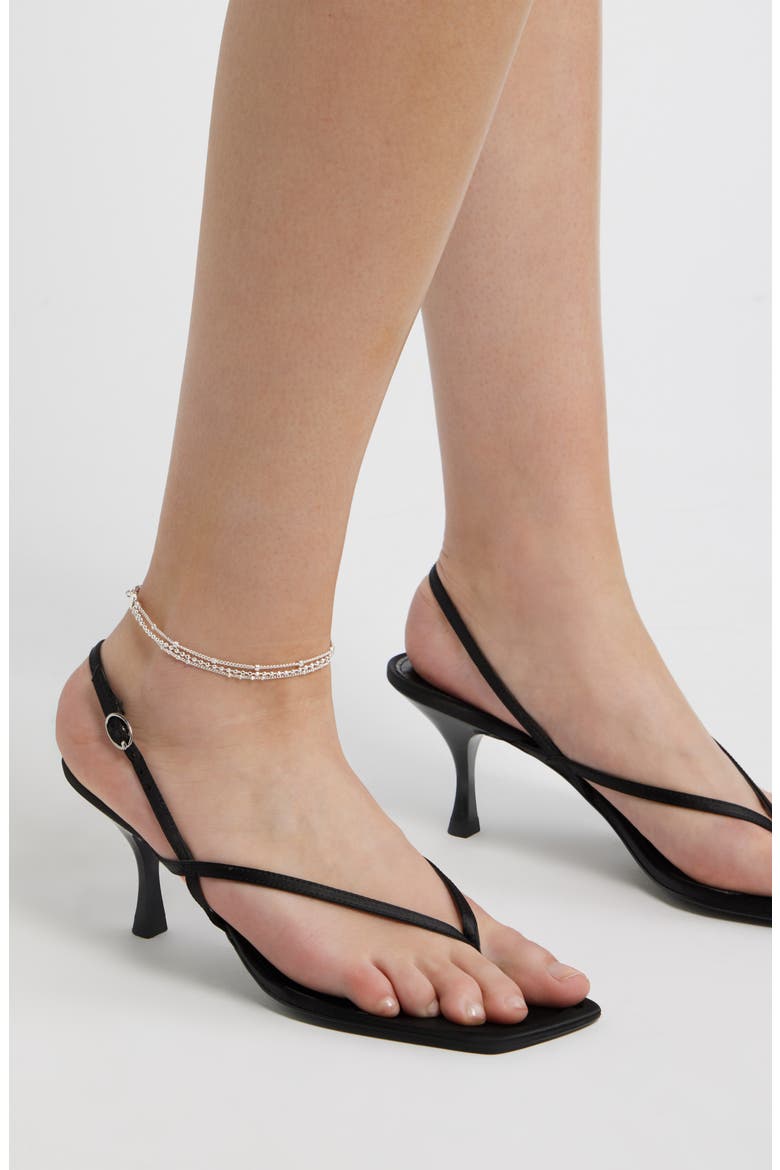 Triple Chain Beaded Anklet, Alternate, color, SILVER
