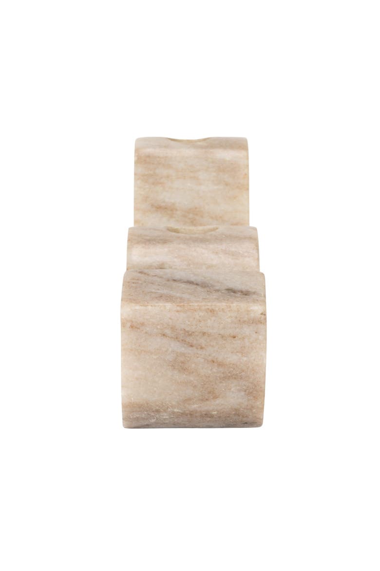 Marble Wave Double Taper Candle Holder, Beige, Alternate, color, White