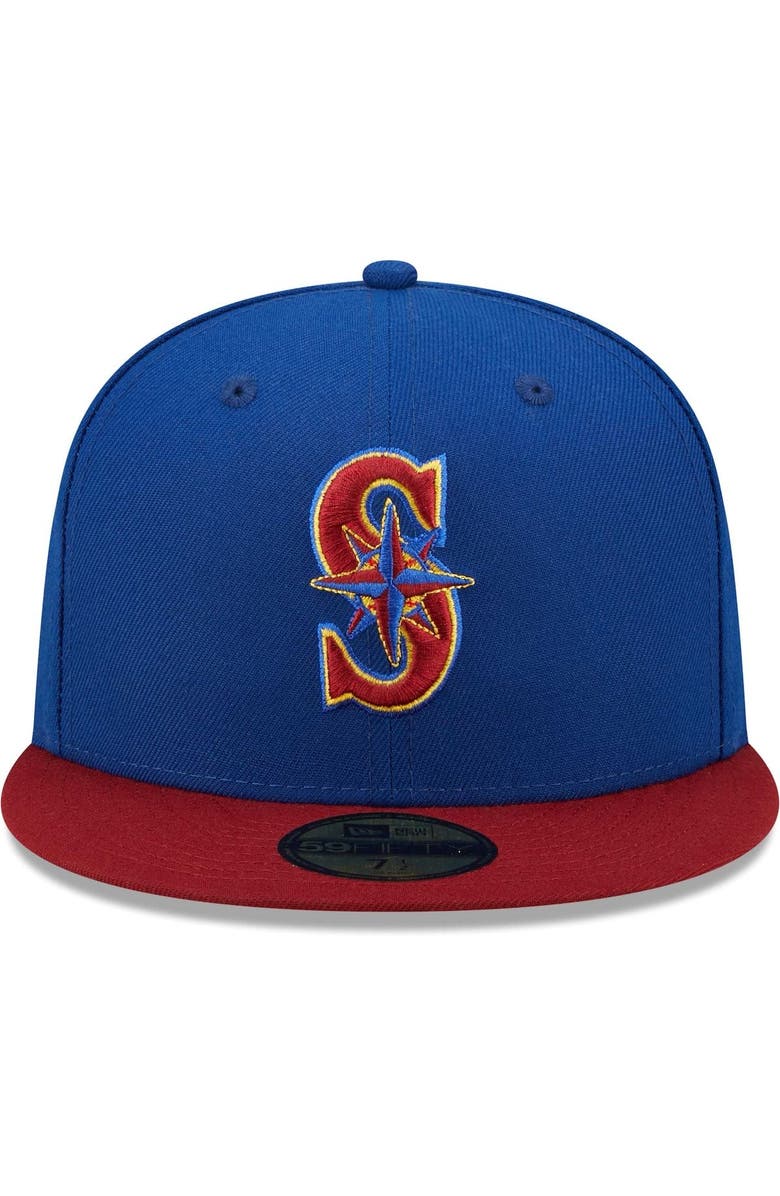 New Era Men's New Era Royal/Red Seattle Mariners Logo Primary Jewel Gold Undervisor 59FIFTY Fitted Hat, Alternate, color,