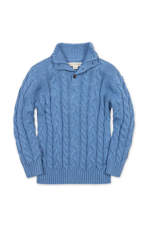 Kids' Organic Mock Neck Cable Sweater