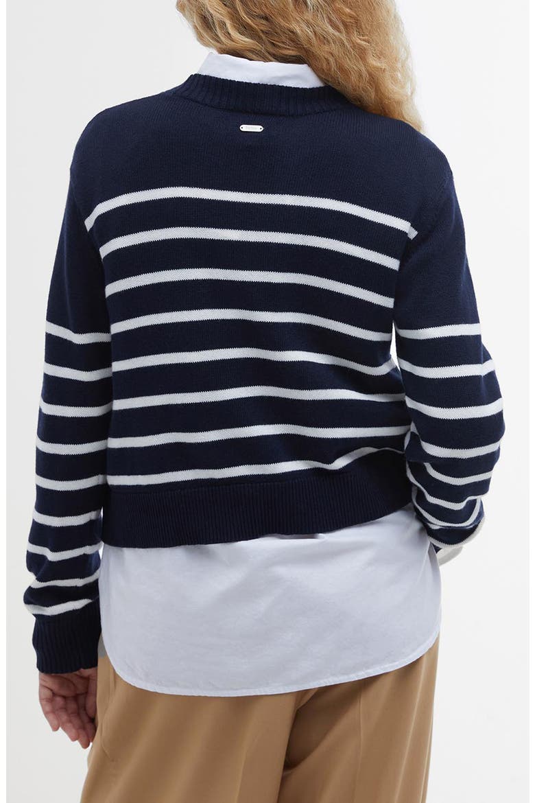 Emery Stripe Crop Cotton & Cashmere Sweater, Alternate, color, NAVY/ CLOUD